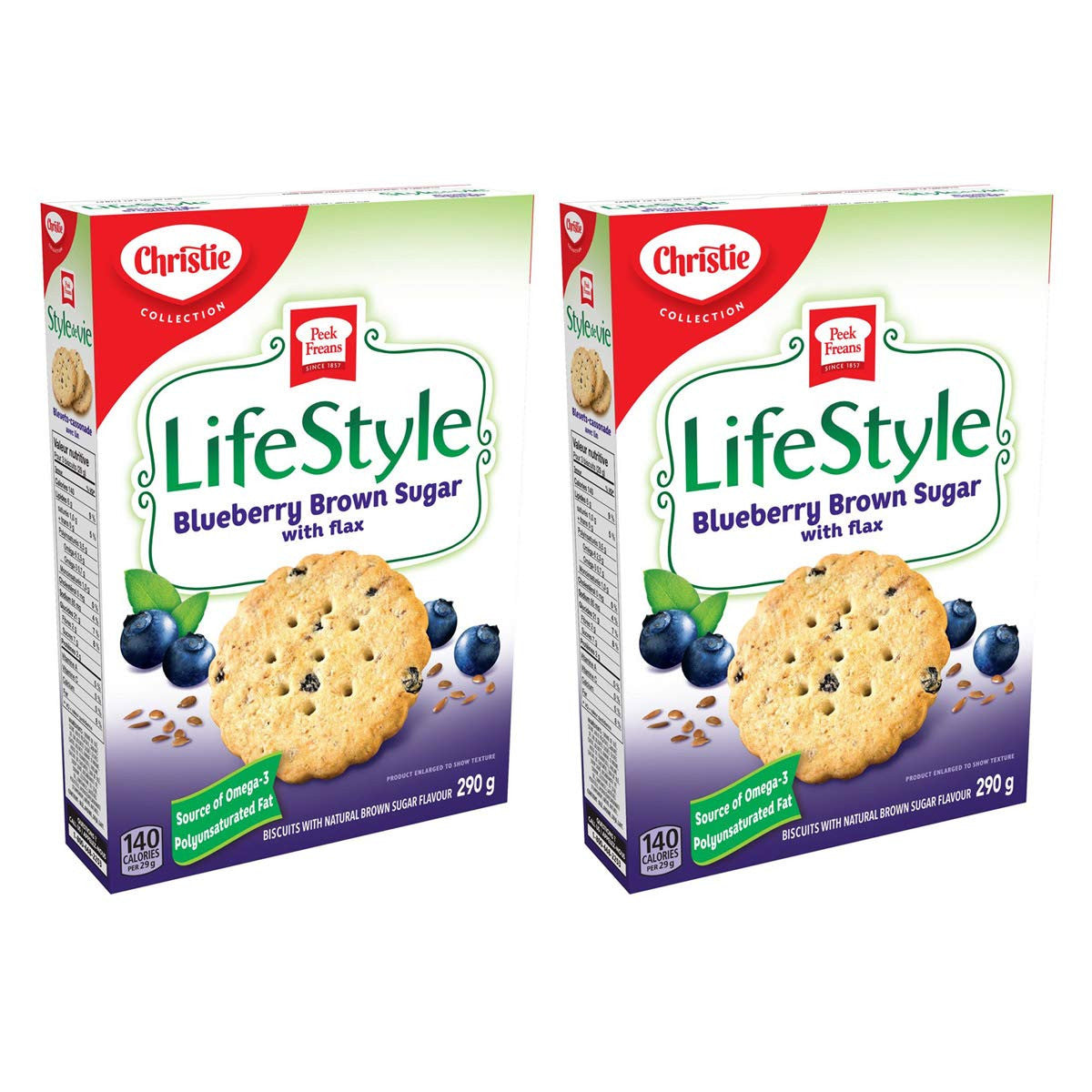 Peek Freans Lifestyle Blueberry Brown Sugar with Flax Cookies 290g/10.2 oz., 2pk {Imported from Canada}