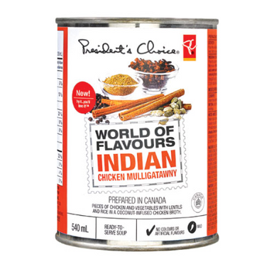 President's Choice World Of Flavours, Indian Chicken Mulligawtawny Soup, 540ml/19 fl oz., {Imported from Canada}