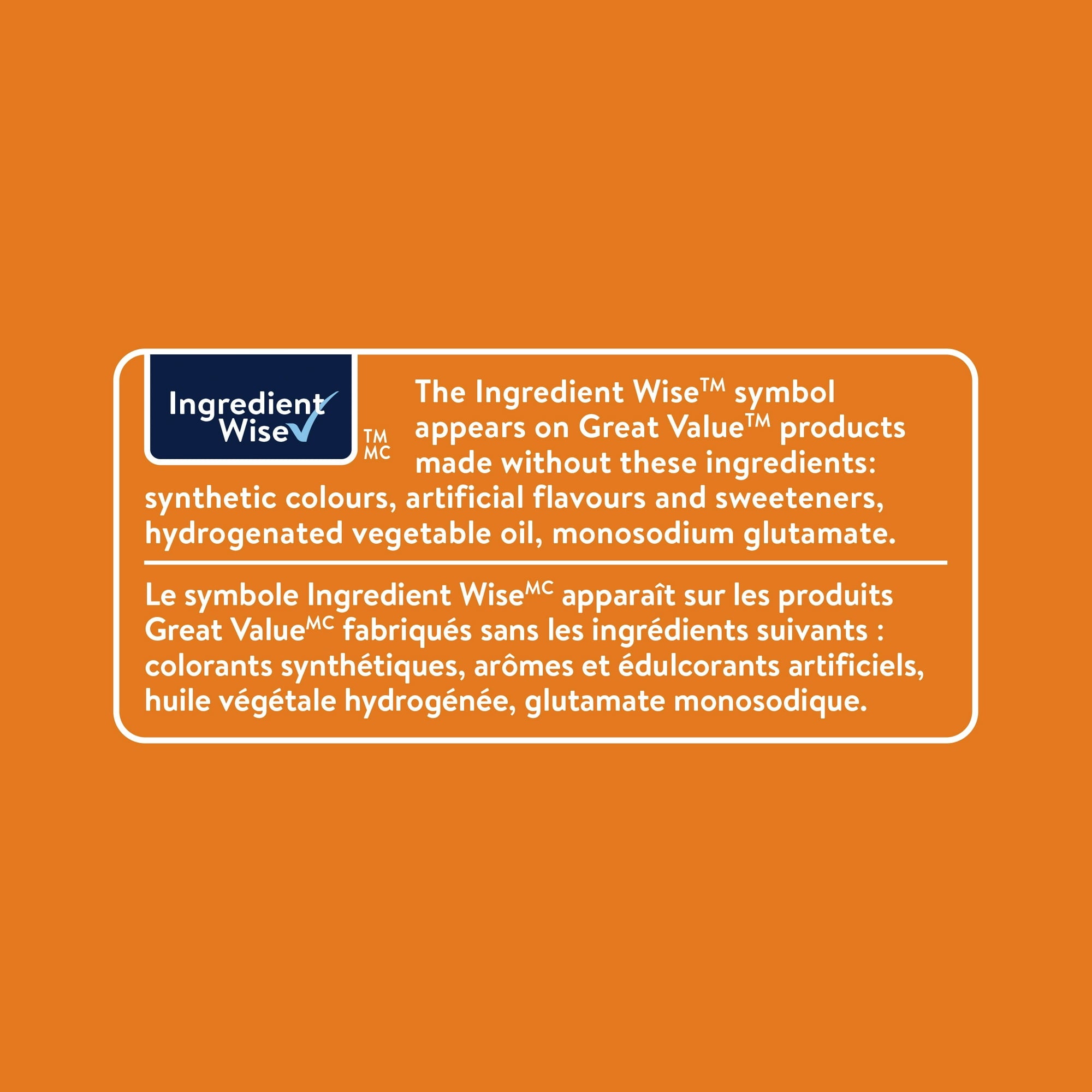 Ingredient wise label on an orange background