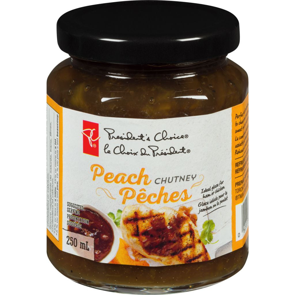 PRESIDENT'S CHOICE, Peach Chutney Relish, 250mL/8.5 oz., {Imported from Canada}