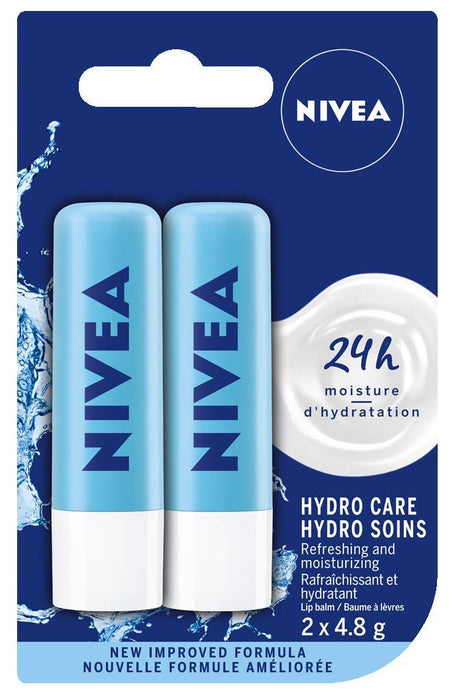 NIVEA Hydro Care Lip Balm Sticks, Duo Pack, 2 x 4.8g {Imported from Canada}