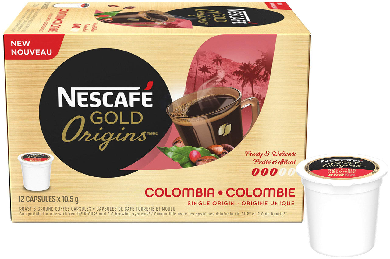 NESCAFE GOLD ORIGINS, Colombia Coffee Capsules, 12ct x 10.5 g, {Imported from Canada}