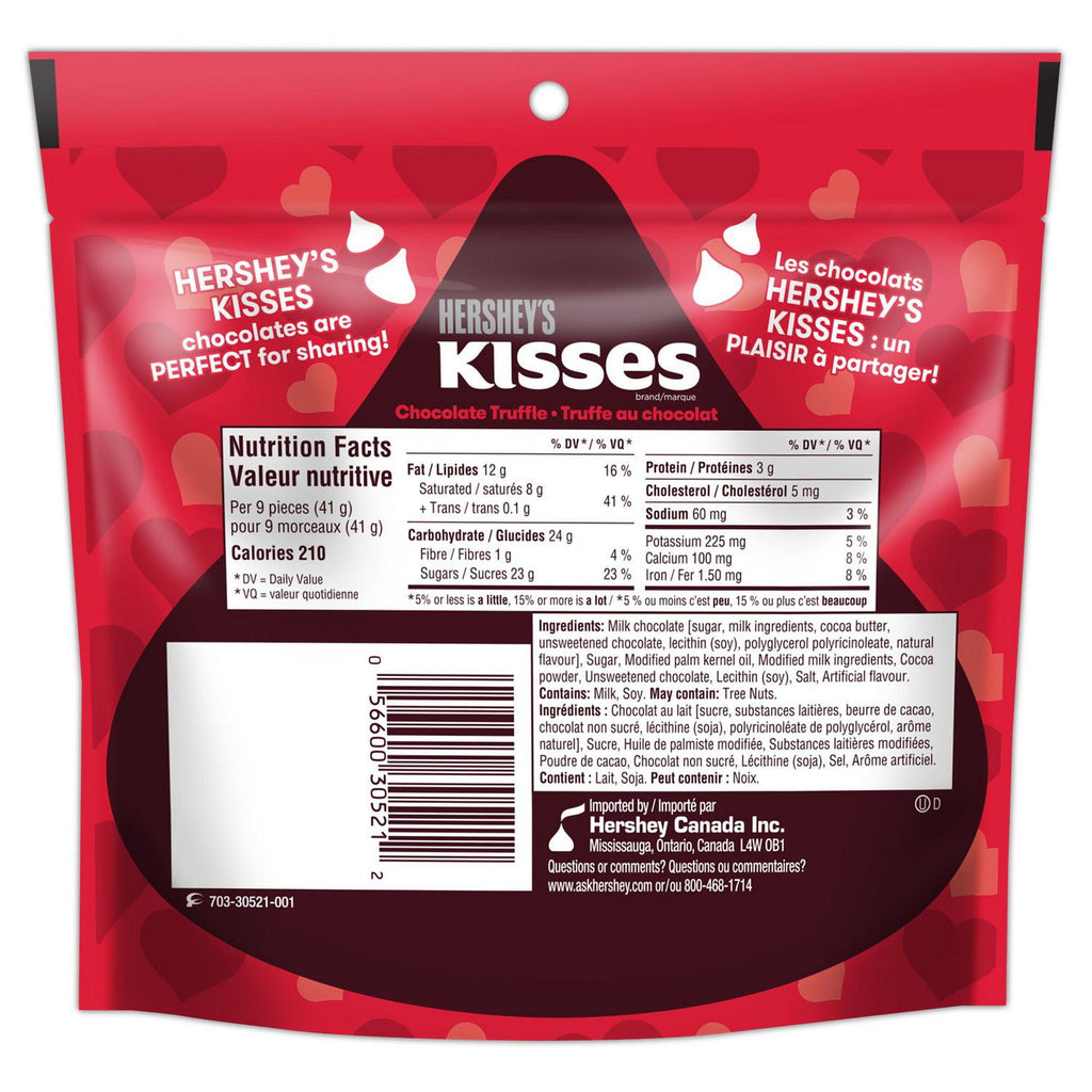 Hershey's Valentine's Day Milk Chocolate Truffle Kisses, 180g/6.3 oz. - Back