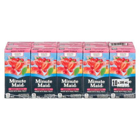 Minute Maid Berry Punch Juice Boxes Perfect for On-The-Go, 10x200ml, 2L/67.6 fl. oz - Back Of Package