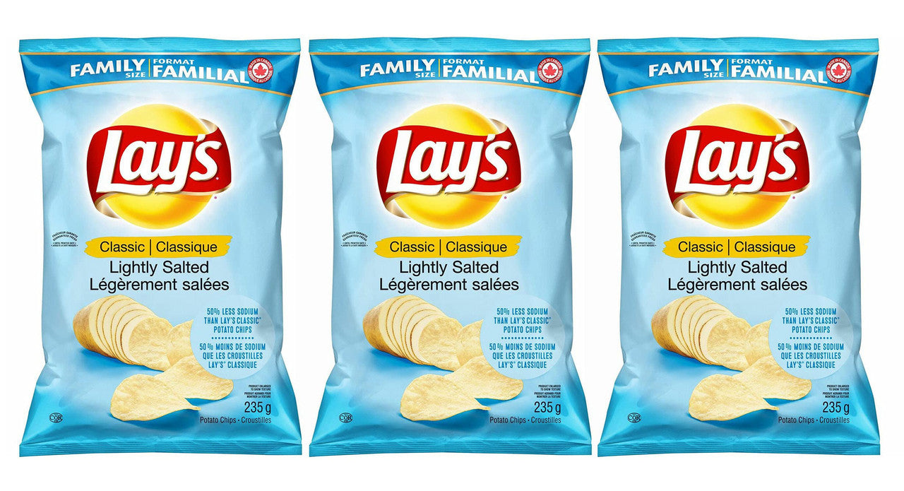 Lay's Wavy Lightly Salted Potato Chips, 235g/8.3 oz., 3-Pack {Imported from Canada}