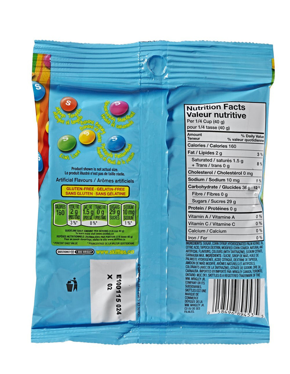 Skittles Tropical, Peg Bag, 191g 6.73oz 12ct  (Imported from Canada}