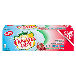 Canada Dry Club Soda, Pomegranate Cherry, 355ml, 12pk, {Imported from Canada}