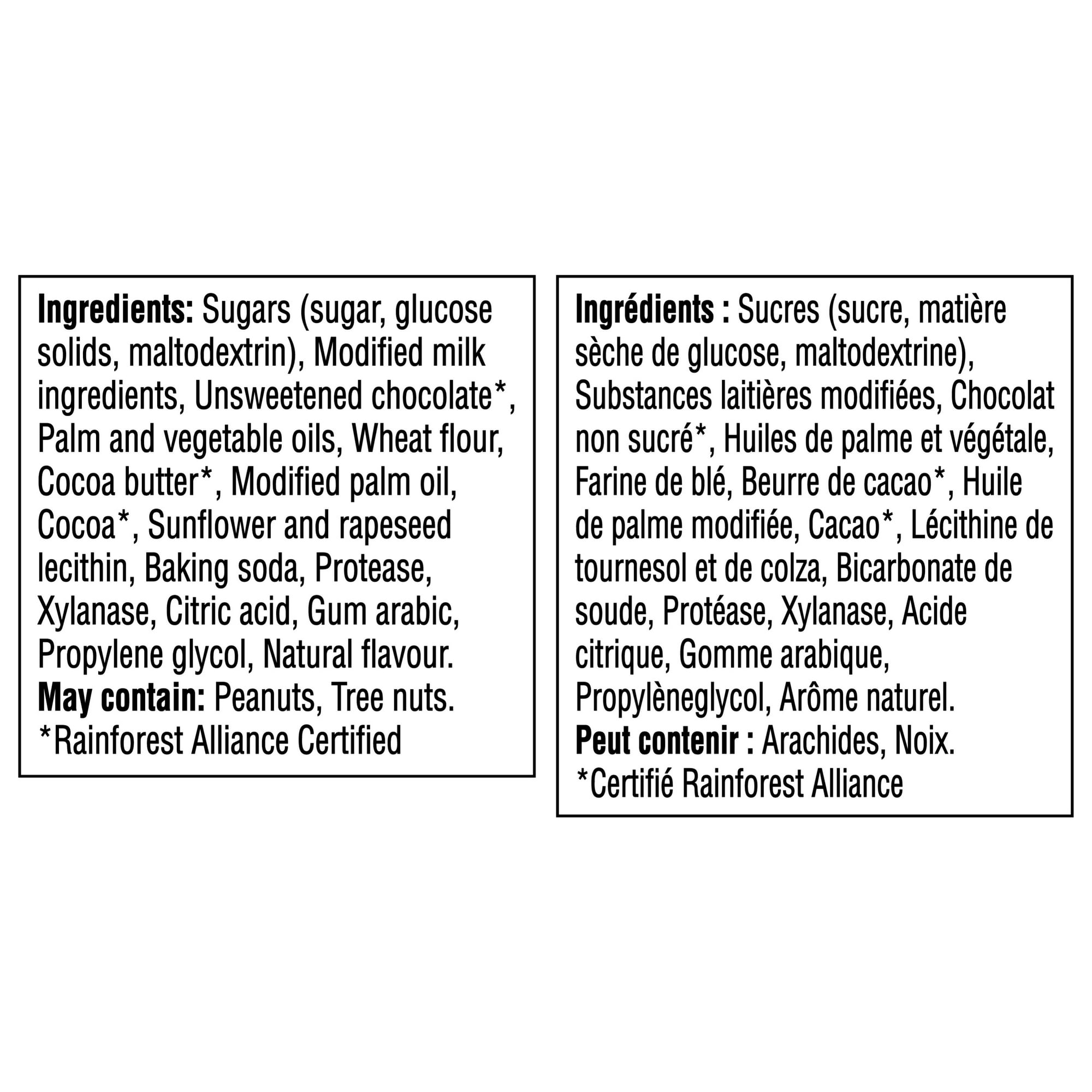 Ingredients list for KitKat Classic Milk Chocolate Wafer Bar - 99g on a white background