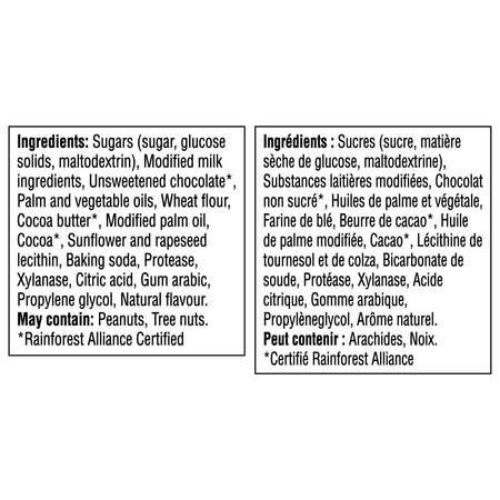 Ingredients list for KitKat Classic Milk Chocolate Wafer Bar - 99g on a white background