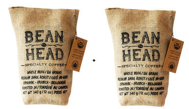 Bean Head #1 Canadian Organic & Mould Free Coffee, Whole Beans 340g/12 oz (2pk) {Imported from Canada}