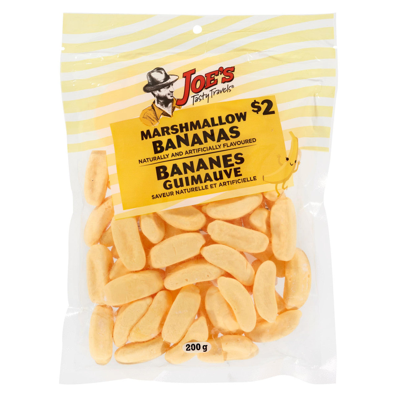 Joe's Tasty Travels Marshmallow Bananas Candy, 200g/7 oz. Bag, {Canadian}