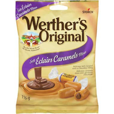 Werther's Original Soft Eclairs Caramel Candies, 116g/4.1oz, (Imported from Canada)