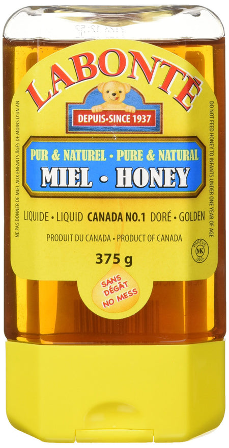 Labonte Pure and Natural Liquid Honey, 375g/13.2oz., {Imported from Canada}