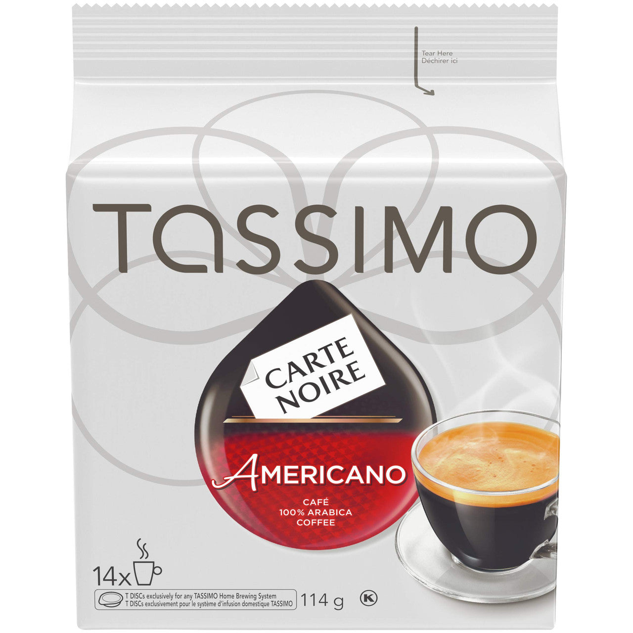Tassimo Carte Noire Americano Coffee, Single Serve T-Discs, 14 T-Discs, 114G