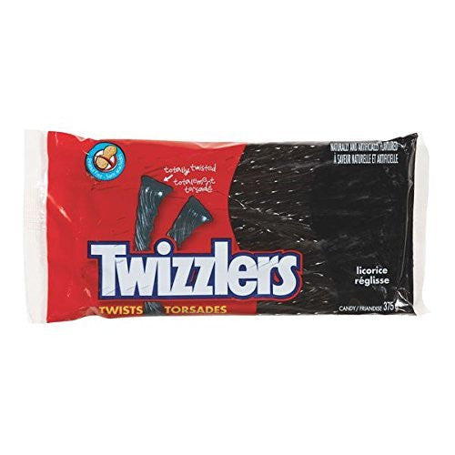 TWIZZLERS Black Licorice Candy, 375g/13.2 oz., per pack, {Imported from Canada}
