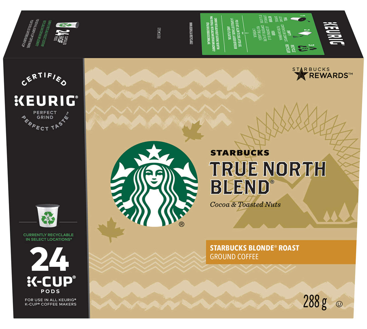 Starbucks True North Blend K-Cup PODS 24ct, (Imported from Canada)