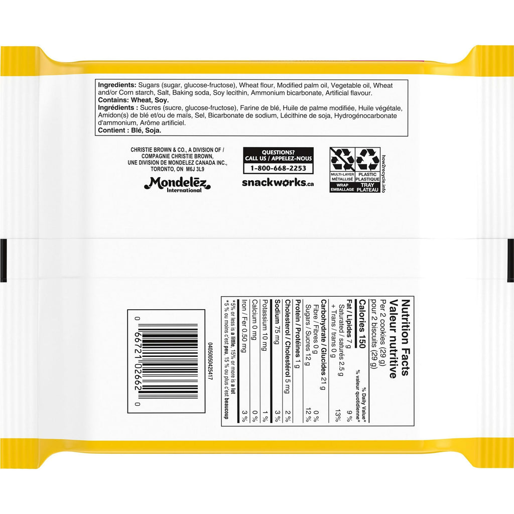 Oreo Double Stuf Golden Sandwich Cookies, 261g/9.2oz. Package, back of package.