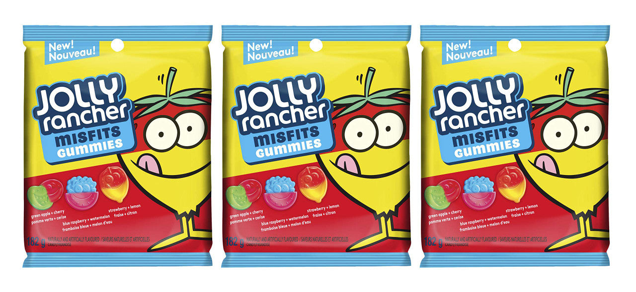 Jolly Rancher - Misfits Original Gummies, 3 Pack, Combined Weight 546g/19.3 oz., {Imported from Canada}