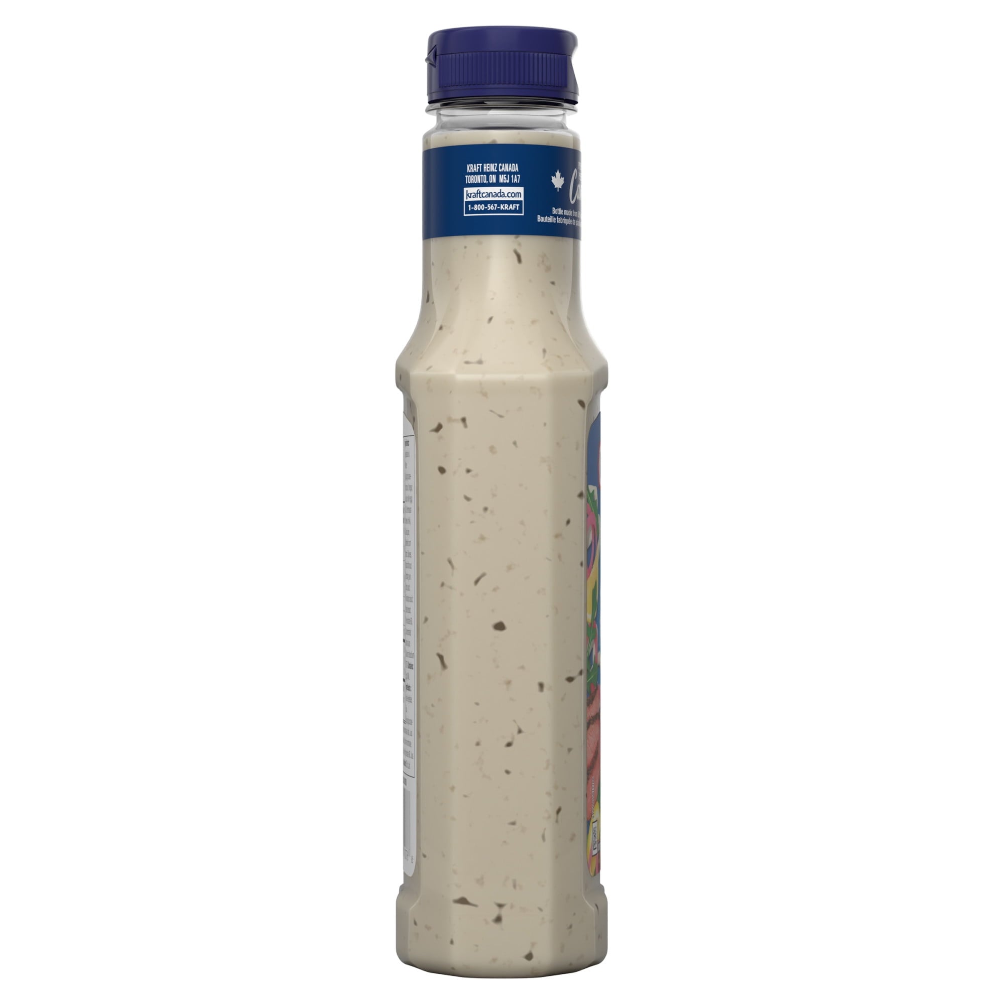 Kraft Peppercorn Ranch Dressing 425ml/14.4 oz., Bottle, side of bottle