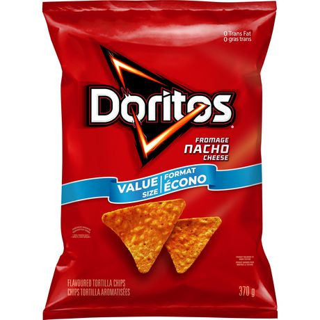 Doritos Nacho Cheese Tortilla Chips, 370g/13.1 oz., Value Size Bag, {Imported from Canada}