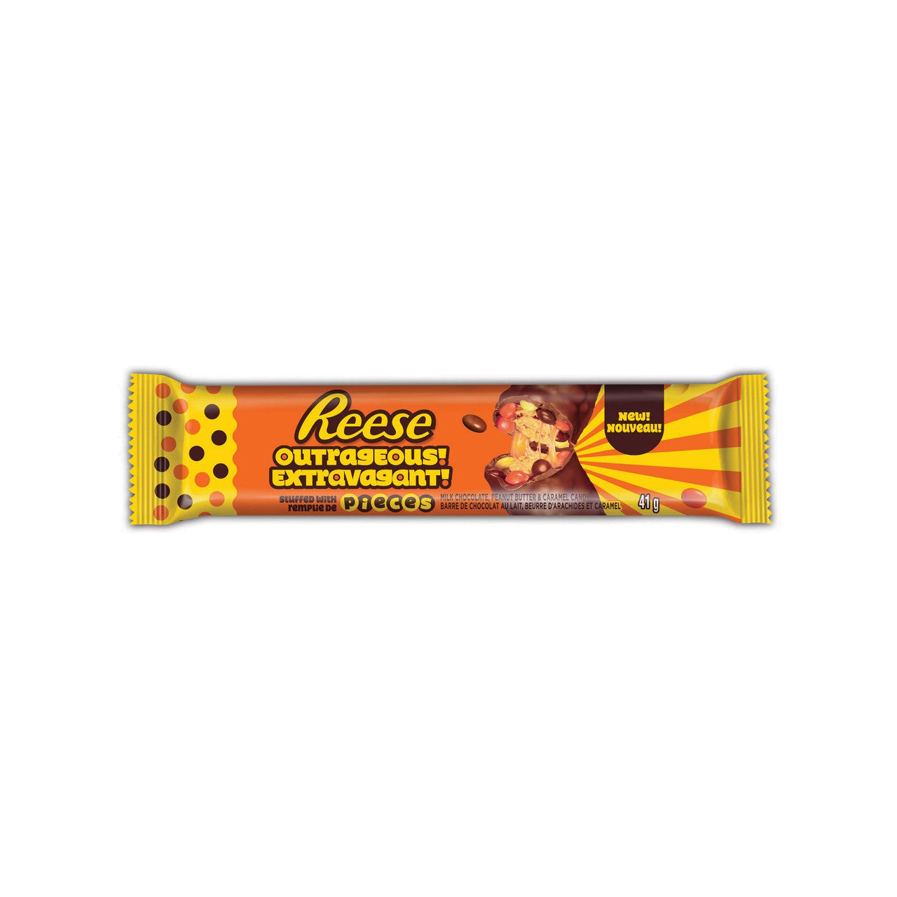 REESE Outrageous! Candy Bar- 41g/1.4oz., Per Bar, (18 Pack) {Imported from Canada}