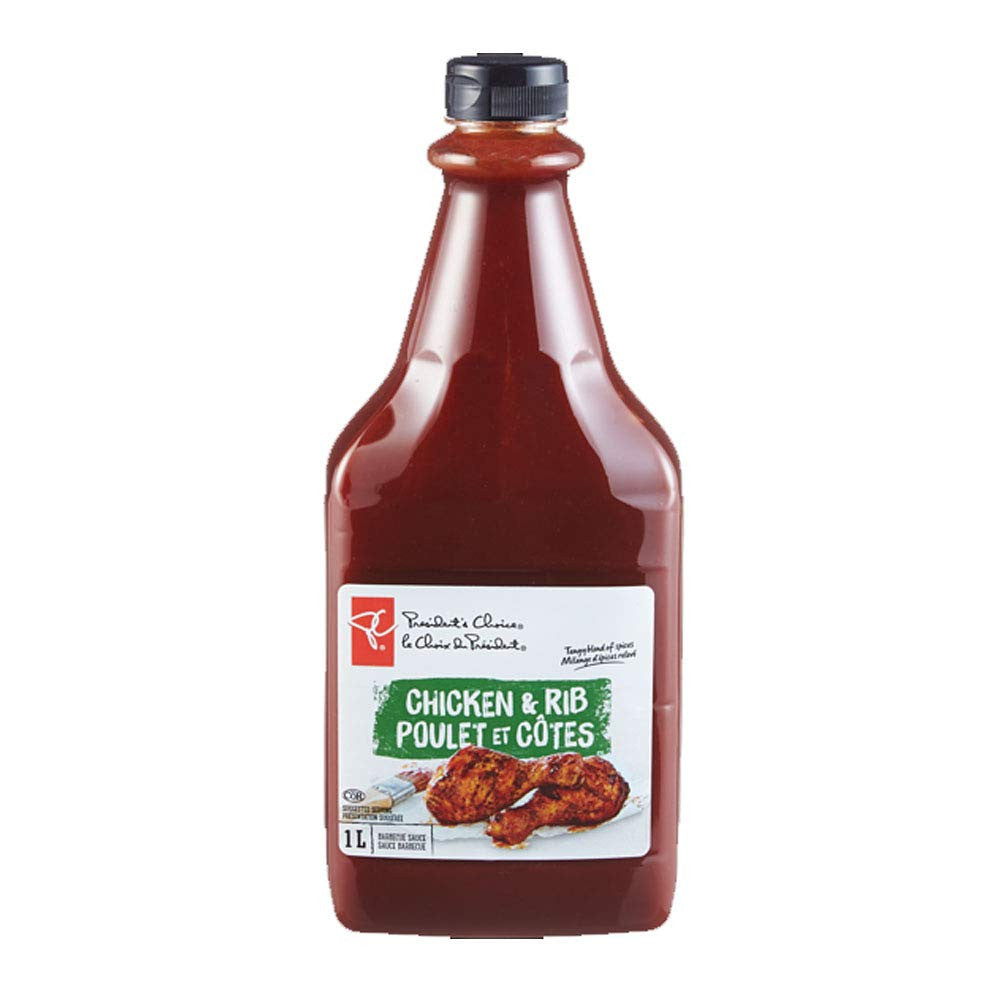 PC Chicken & Rib Barbecue Sauce, (1L/33.8 fl oz.,) {Imported from Canada}