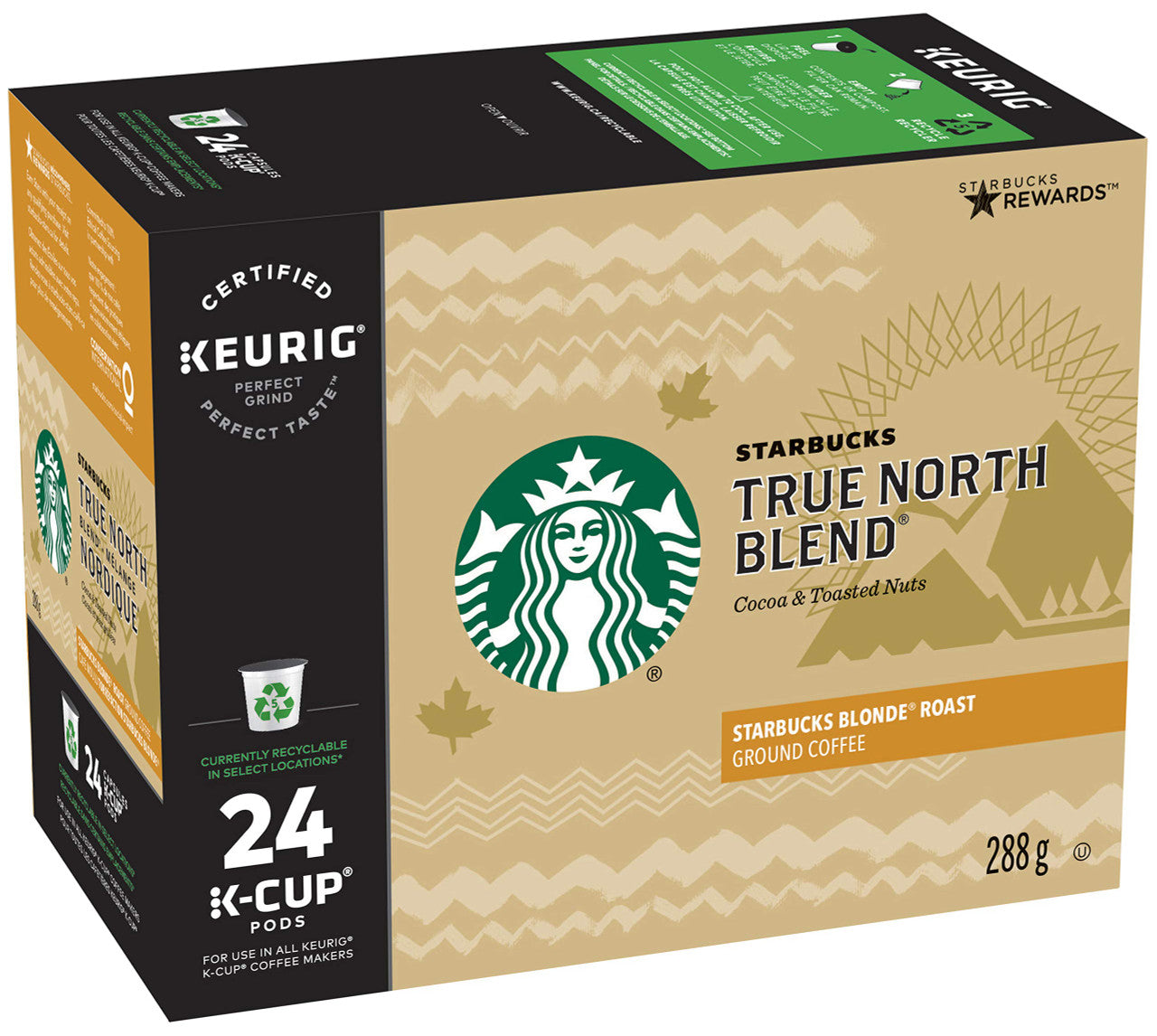 Starbucks True North Blend K-Cup PODS 24ct, (Imported from Canada)