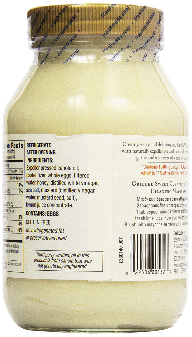 Spectrum Mayonnaise, Canola, 946ml/32oz.,  {Imported from Canada}