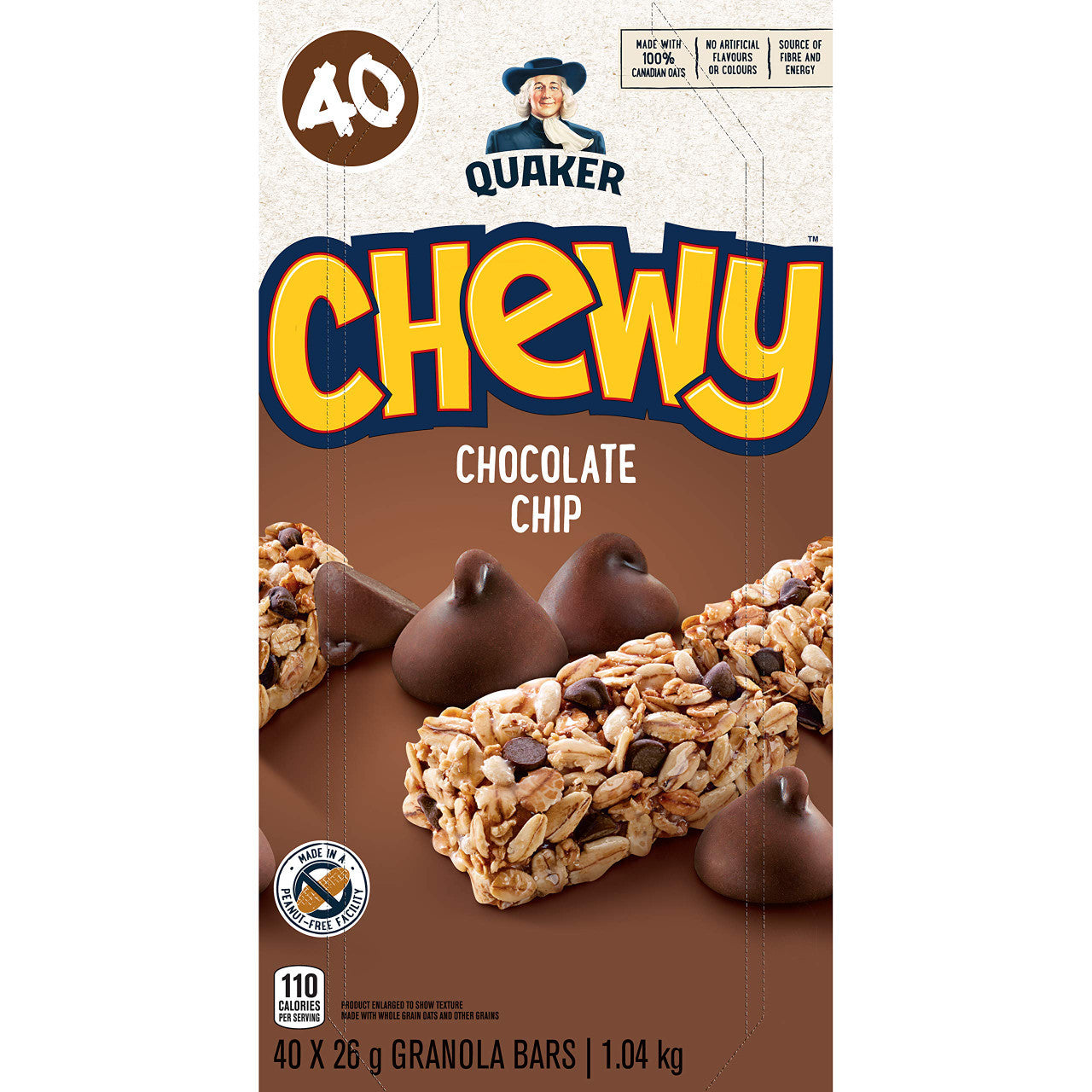 Quaker Chewy Chocolate Chip Granola Bars, Peanut Free 40-Count, (2pk) {Imported from Canada}