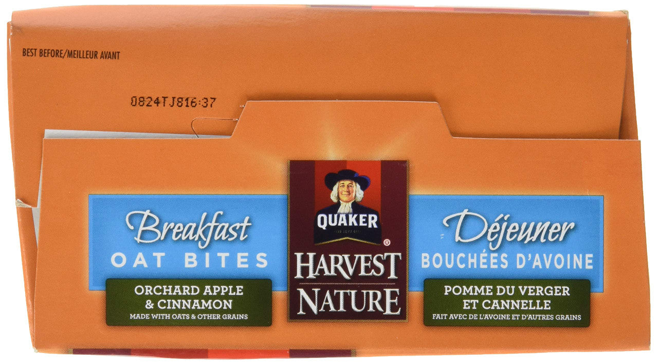 Quaker Breakfast Oat Bites, 5 x 40g Pouches, Orchard Apple & Cinnamon, 200g/7.1oz Box, {Imported from Canada}