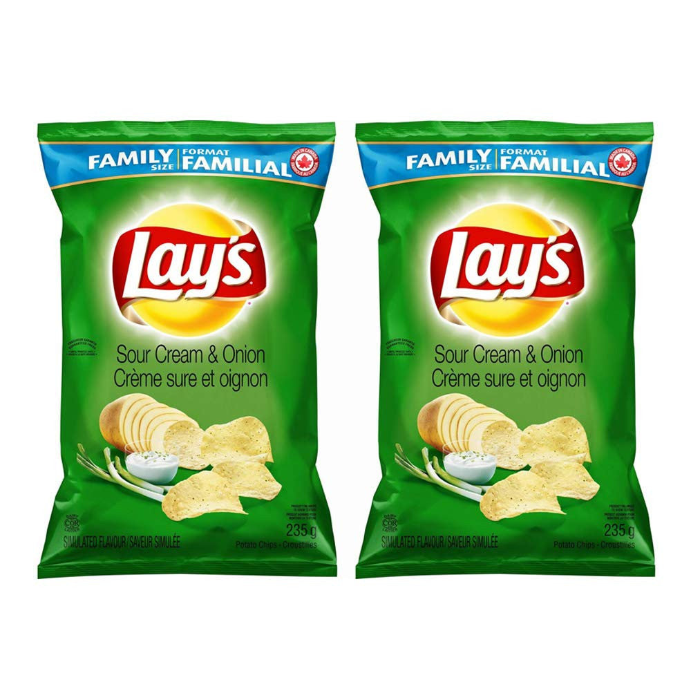 Lay's Potato Chips - Sour Cream & Onion, 235g/8.3 oz., 2-Pack {Imported from Canada}