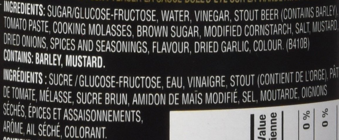 BULL'S-EYE GUINNESS Beer Blend BBQ Sauce,  425ml/14oz, {Imported from Canada}