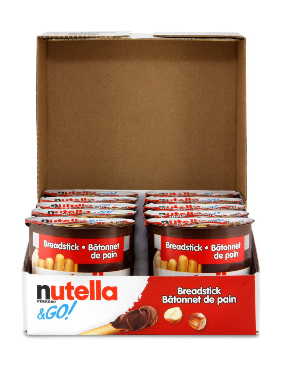 Nutella and Go Snack Packs, Chocolate Hazelnut Spread with Breadsticks, 10ct, 52g/1.8 oz per pack, {Imported from Canada}