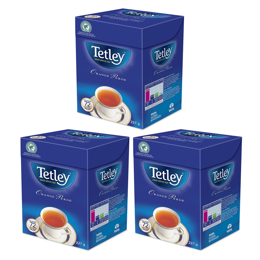 Tetley Tea, Orange Pekoe, 72-Count Tea Bags, 227g/8oz, 3-Pack {Imported from Canada}