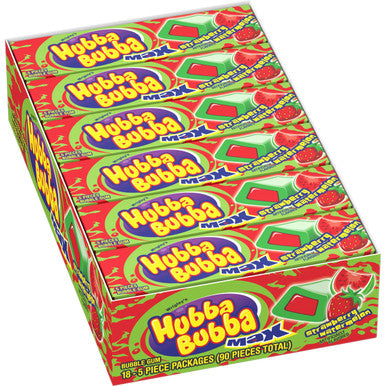 Hubba Bubba Max Strawberry Watermelon Bubble Gum, 5 Piece (Pack of 18) Pack of 10