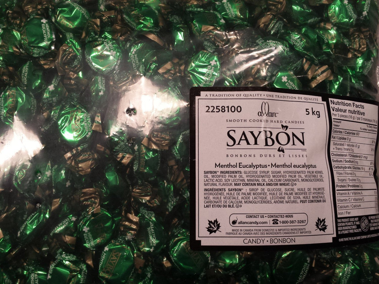 Saybon Menthol Eucalyptus Candy, 5kgs/11 lbs. {Imported from Canada}