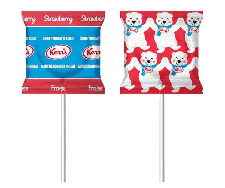 Kerr's Cold and Sore Throat Lollypop Strawberry Lozenges, 15 count