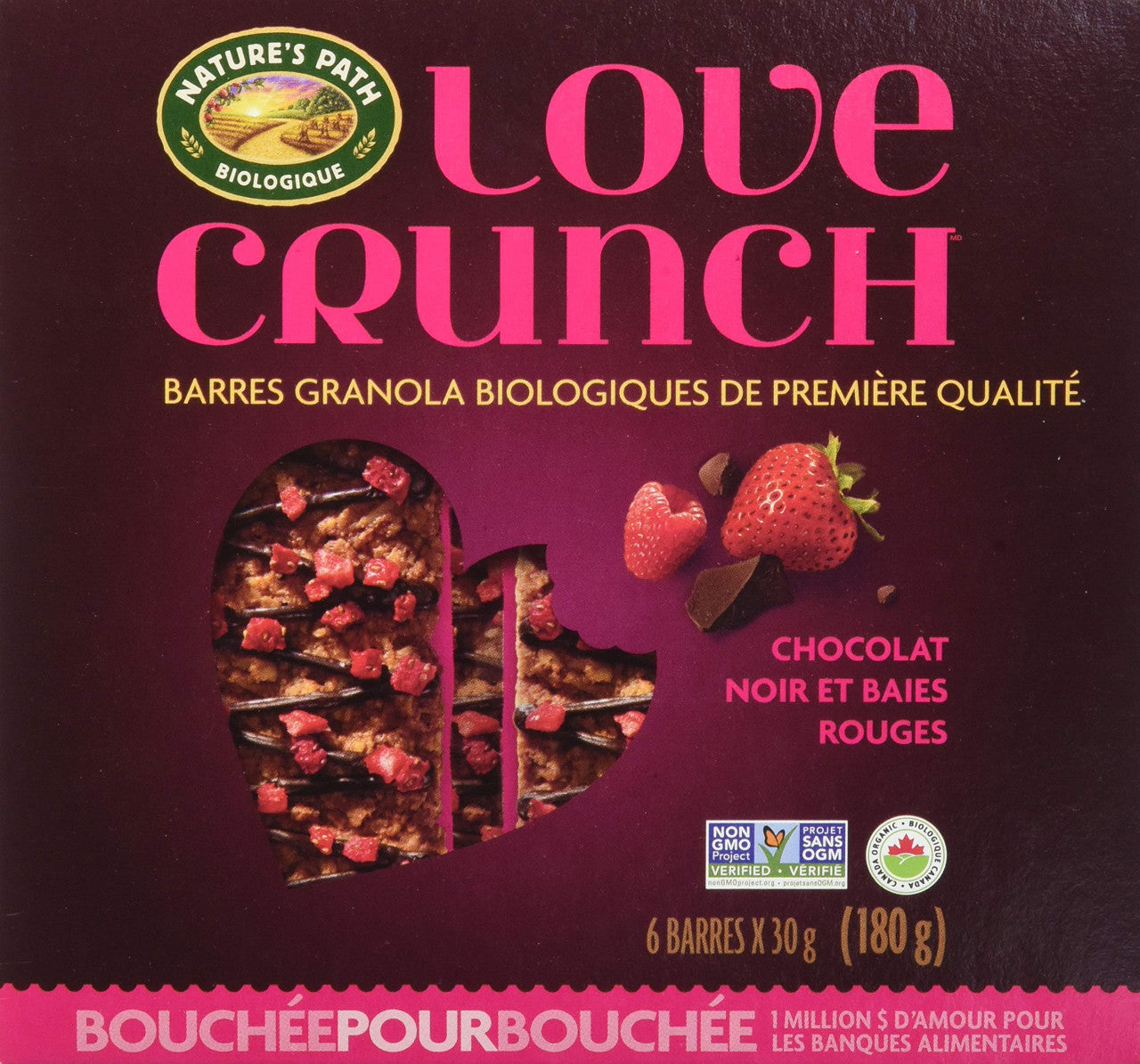 Nature's Path Organic Granola Bar - Love Crunch Red Berries and Dark Chocolate, 180g/6.3oz., {Imported from Canada}