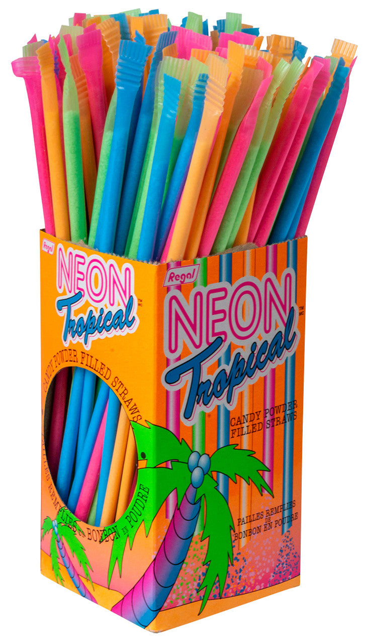 Neon Tropical Candy Powder Filled Straws (120 ct) {Imported from Canada}