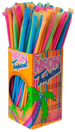 Neon Tropical Candy Powder Filled Straws (120 ct) {Imported from Canada}
