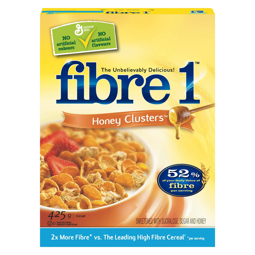 General Mills Fibre 1 Honey Cluster Cereal, 425g/15oz., {Imported from Canada}