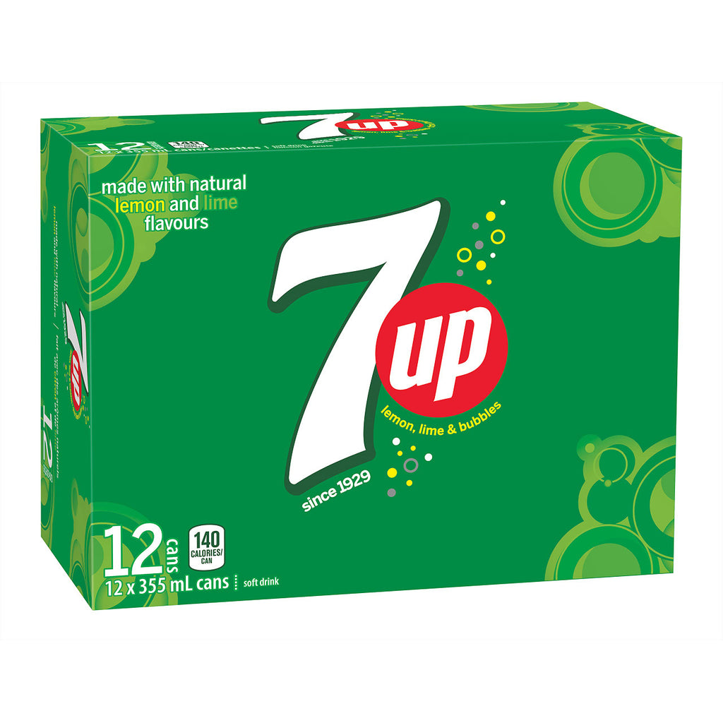 7UP Soft Drink, 355 mL/12 fl. oz., Cans, 12 Pack, {Imported from Canada}