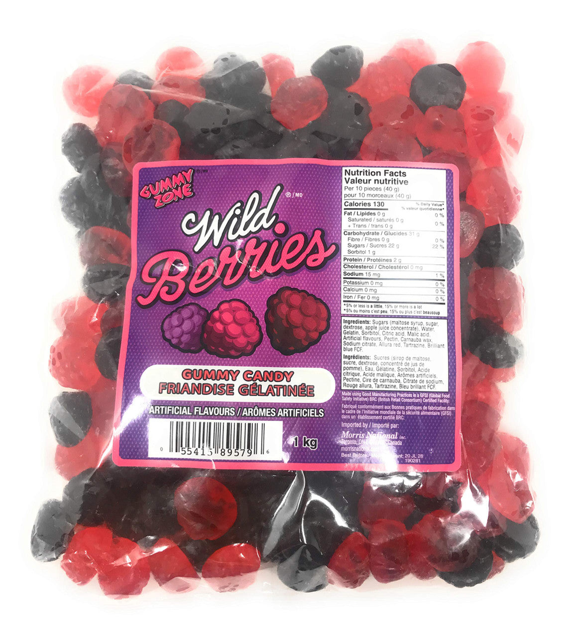 Gummy Zone Wild Berries Gummy Candy - 1kg/2.2lbs bag, (Imported from Canada)