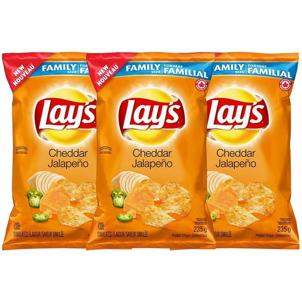 Lay's Cheddar Jalapeno Potato Chips 235g/8.3oz, 3-Pack {Imported from Canada}
