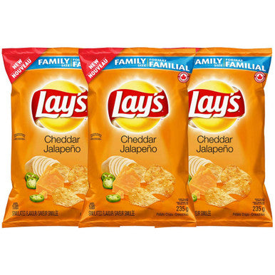 Lay's Cheddar Jalapeno Potato Chips 235g/8.3oz, 3-Pack {Imported from Canada}