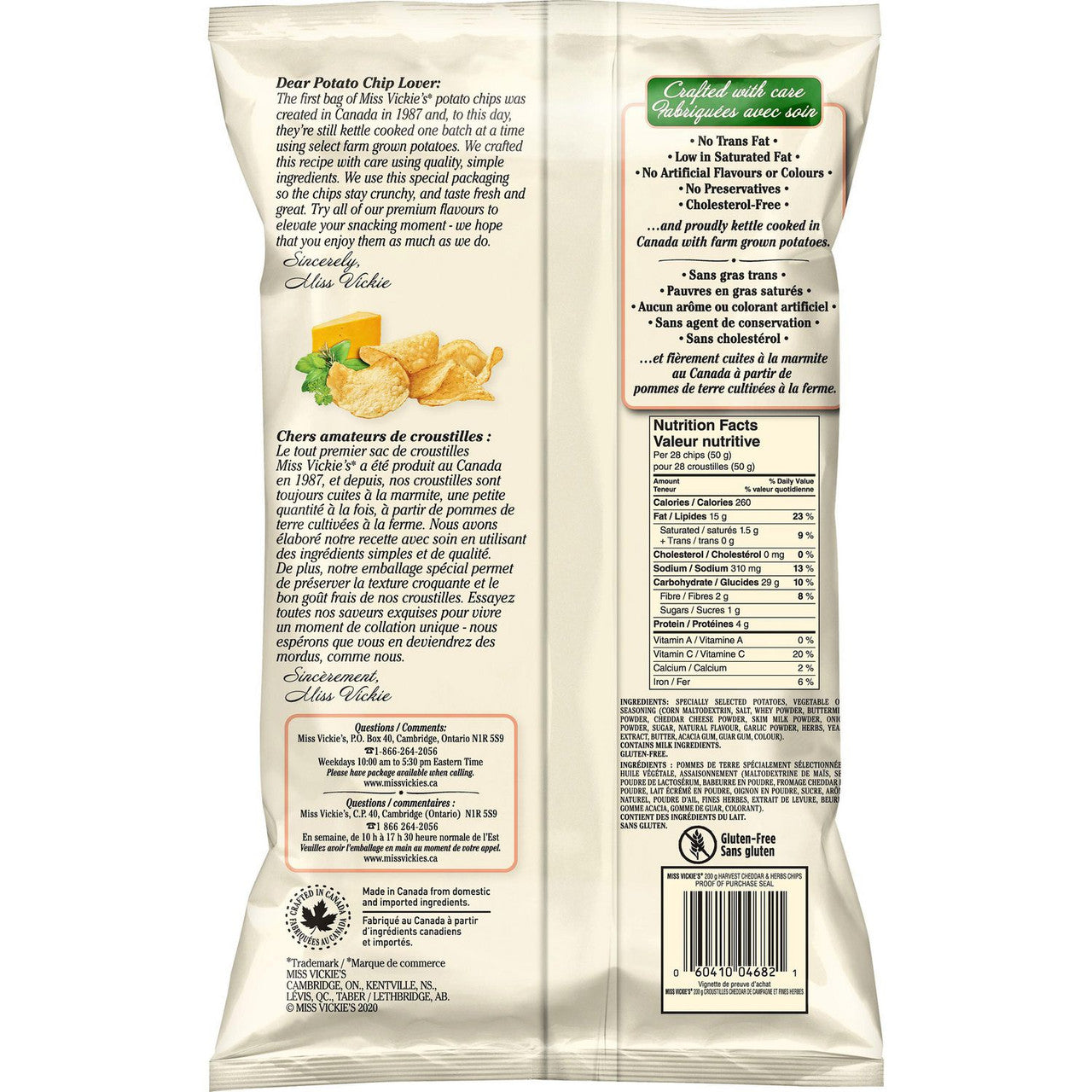 Miss Vickie's Kettle Cooked Harvest Cheddar & Herbs Chips 200g/7.1 oz. {Canadian}