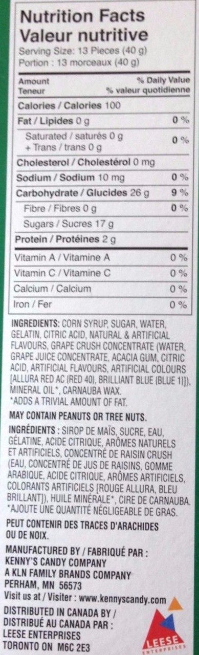 Crush Grape gummy soda bottles 85g/3 oz., Box {Imported from Canada}