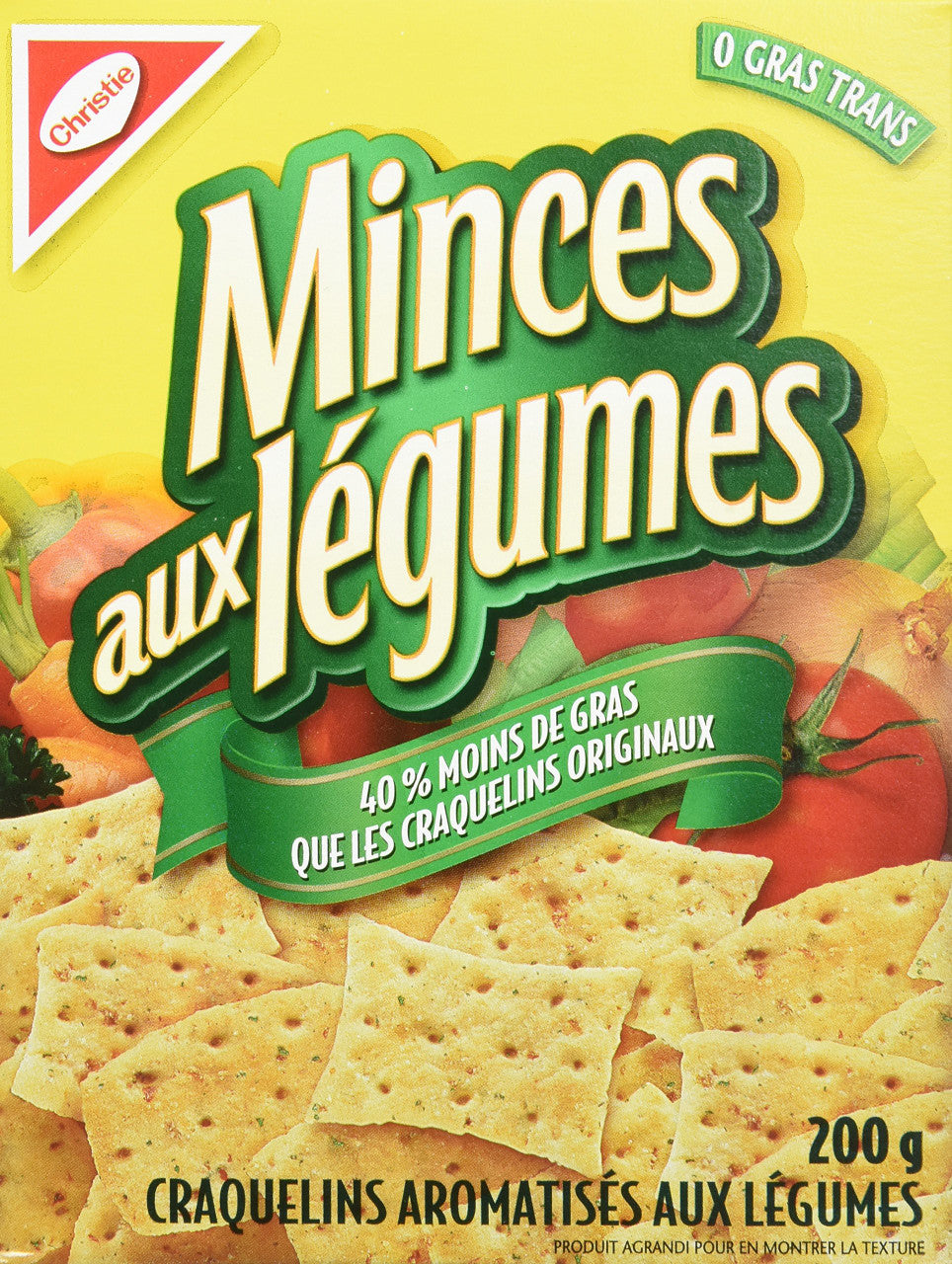 Christie Vegetable Thins, 40% Less Fat, Crackers, 200g/7oz., (6 Pack) {Imported from Canada}