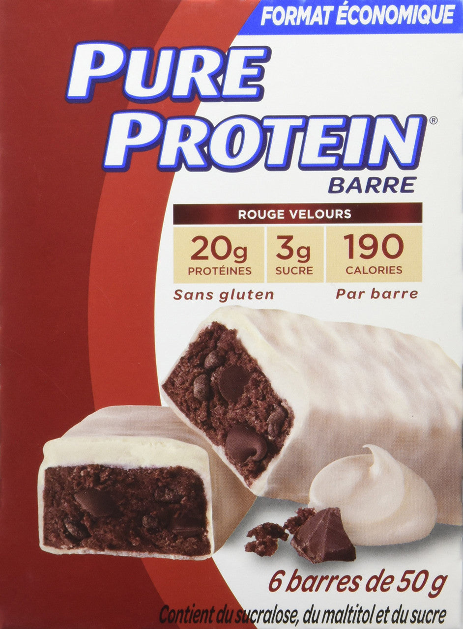 Pure Protein Bars, Gluten Free, Snack Bars, Red Velvet, 50g/1.8oz.,6ct, {Imported from Canada}