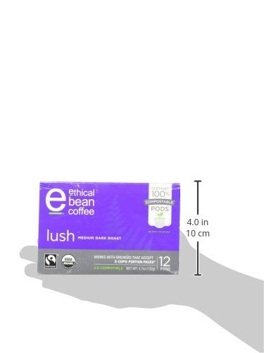 ETHICAL BEAN Lush Medium Dark Roast Coffee, 132g/4.7 oz., 12ct Box {Imported from Canada}